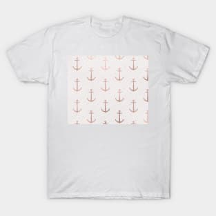 Marble & rose gold anchor design T-Shirt